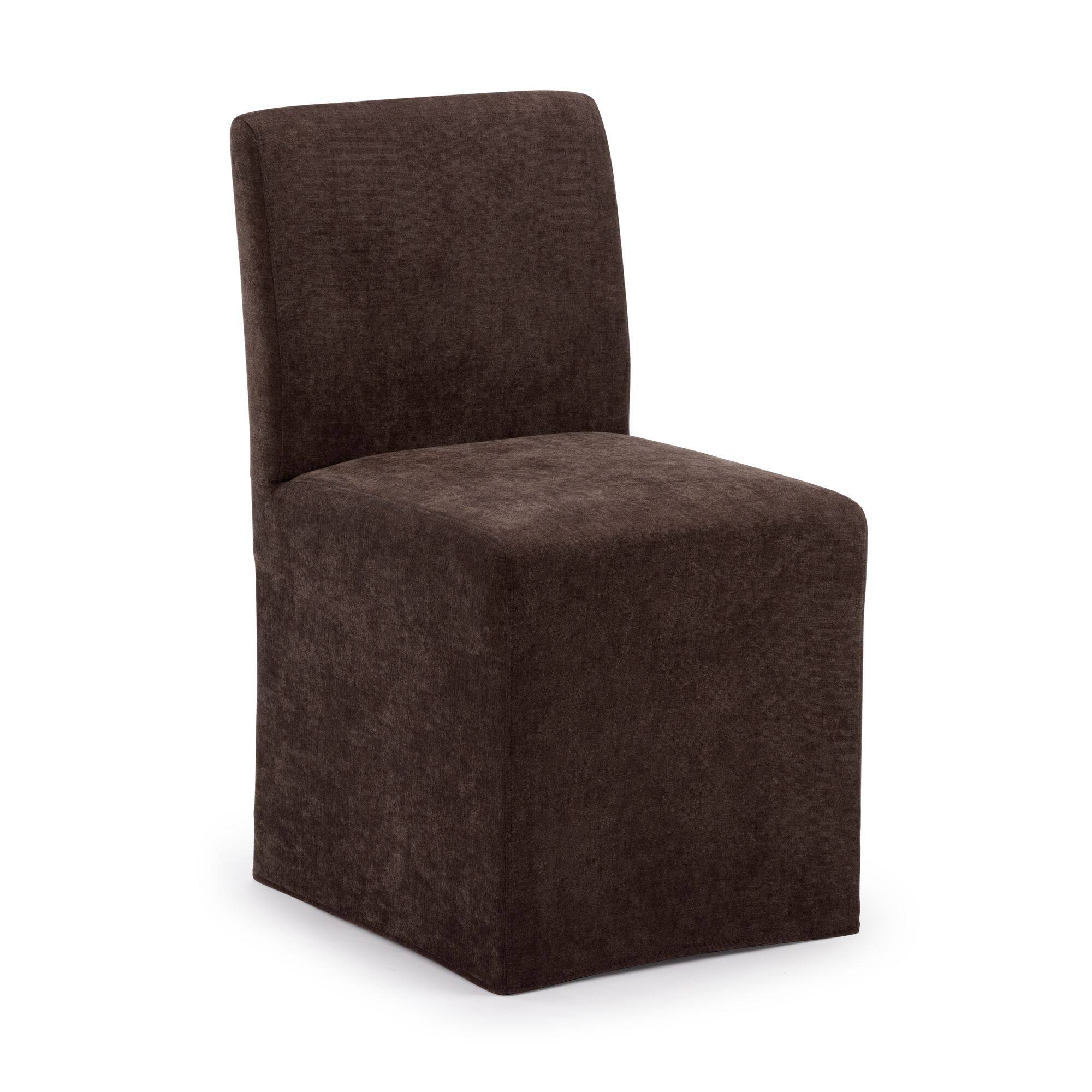 Alt View 6. Plank+Beam - Chesnee Dining Chair with Long Slipcover, Chocolate MB2405-09 (2 Pack) - Chocolate.