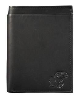 Rico Industries - Kansas Jayhawks Black Leather Traveling Bilfold Wallet w/ RFID Blocking- 14 total slots/pockets - Multi
