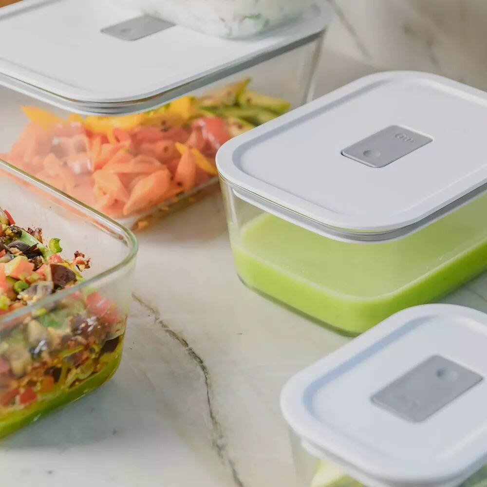 Alt View 8. OU - OU Glass Food Storage Container Set 36pc with Microwave Valve (set of 18) Microwave & Freezer Safe.