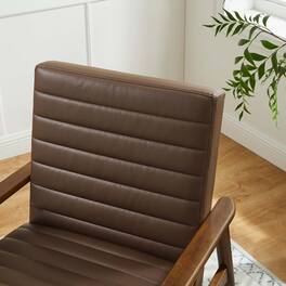 Jensen Vegan Leather Accent Chair by Modway - Walnut Brown