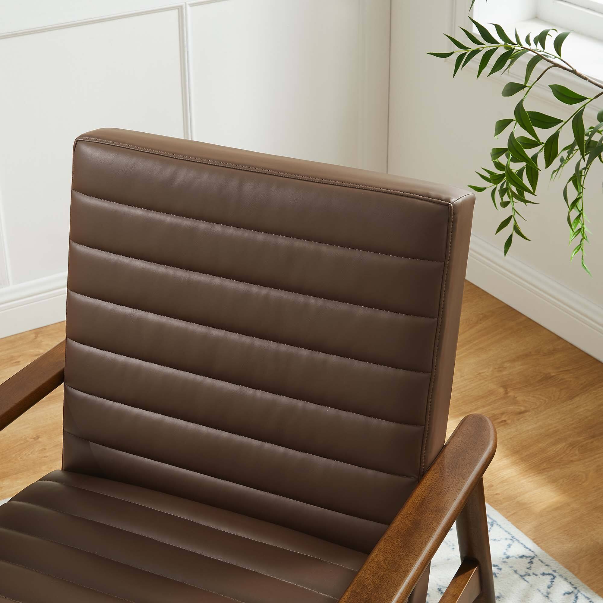 Front. Modway - Jensen Vegan Leather Accent Chair by Modway - Walnut Brown.