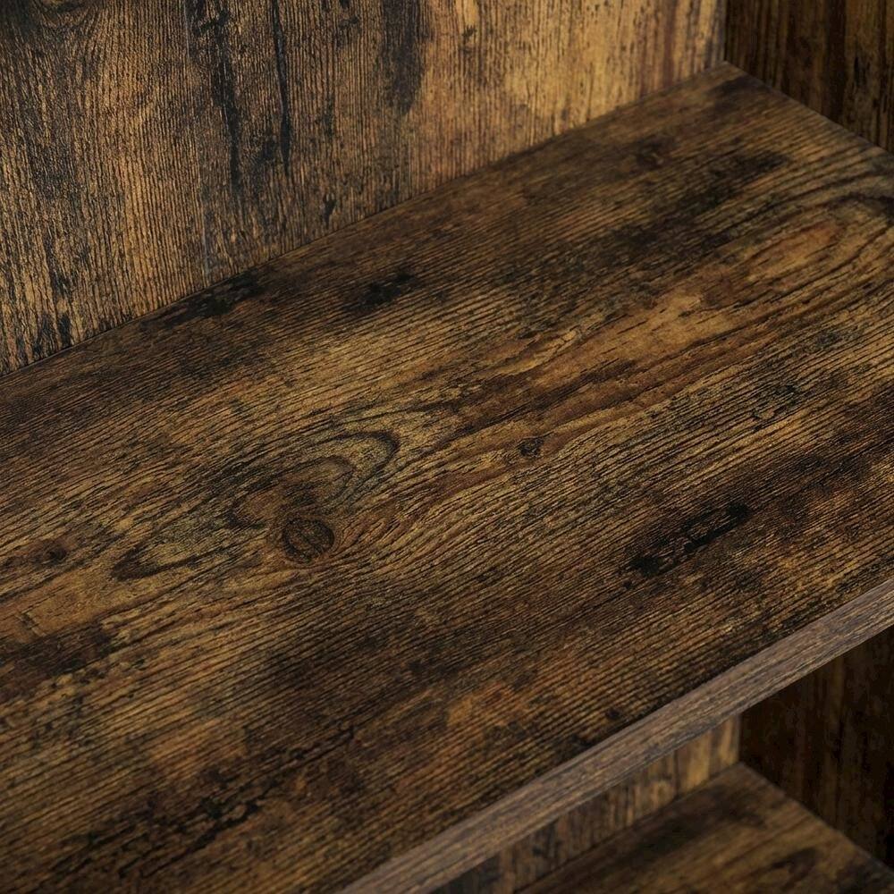 Alt View 1. FurniFact - Amber Pine 6-Tier Open Shelf Bookcase with Storage Organizer - Amber Pine.