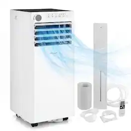Costway - 8000 BTU Portable Air Conditioner, 4-in-1 Portable AC Unit with Dehumidifier, Fan - White + Black