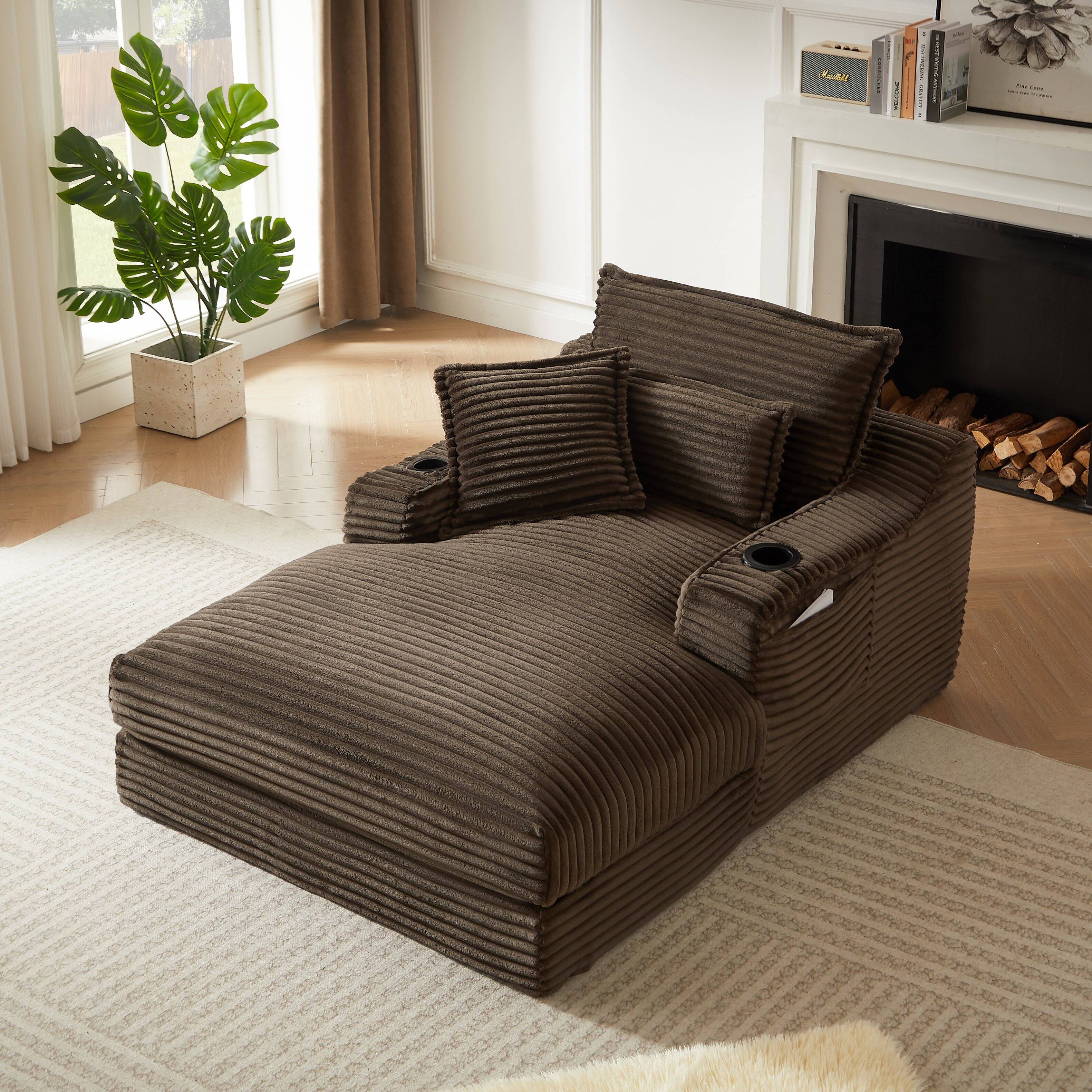 Angle. Loheer - Loheer- 3.94 ft Brown Lounge Chair Cushioned Compression Sofa Modern Small Sofa for Apartment Living Room - Brown.