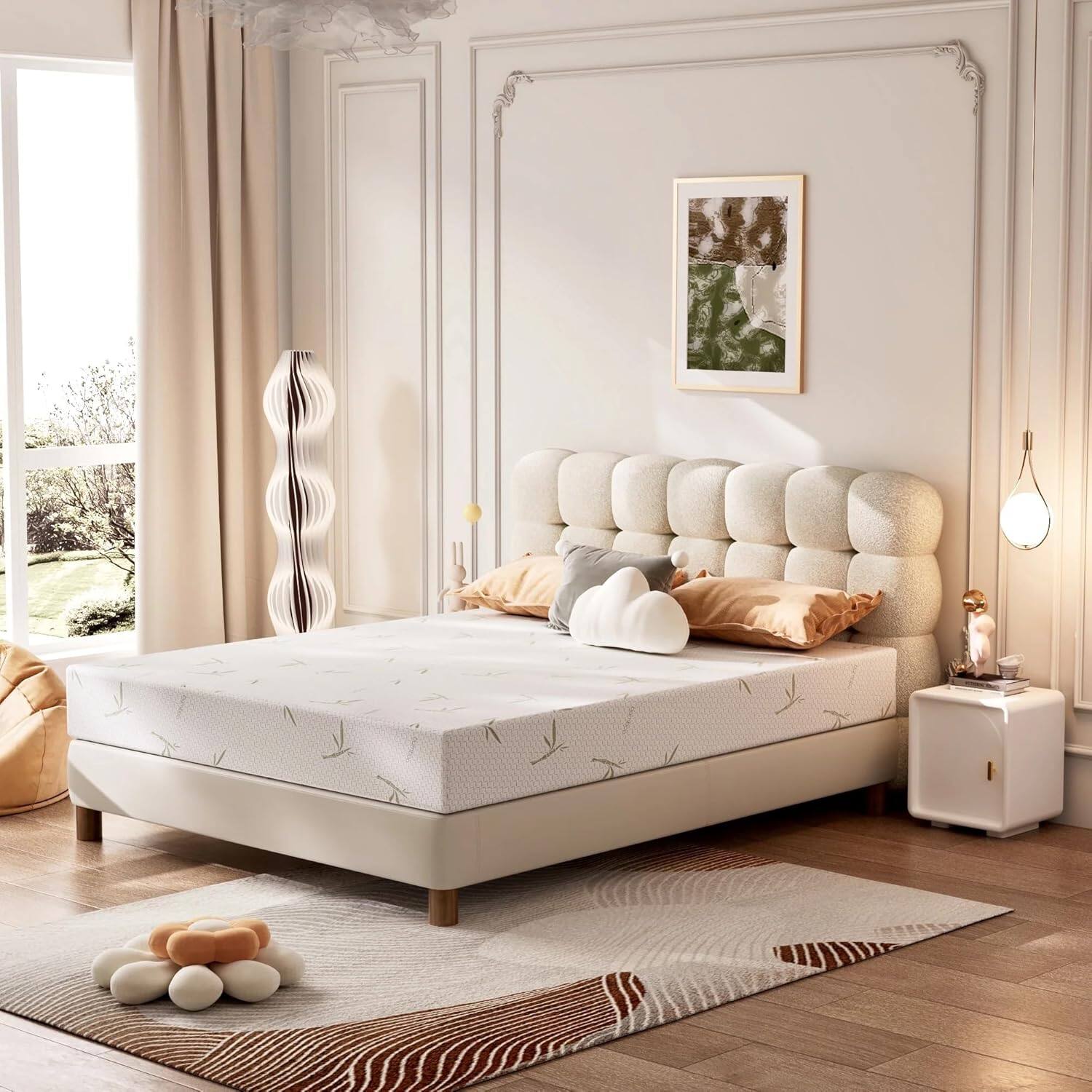 Alt View 7. HONGGE - 8 Inch Gel Memory Foam Mattress with Green Tea Infusion Medium Firm Support - White.