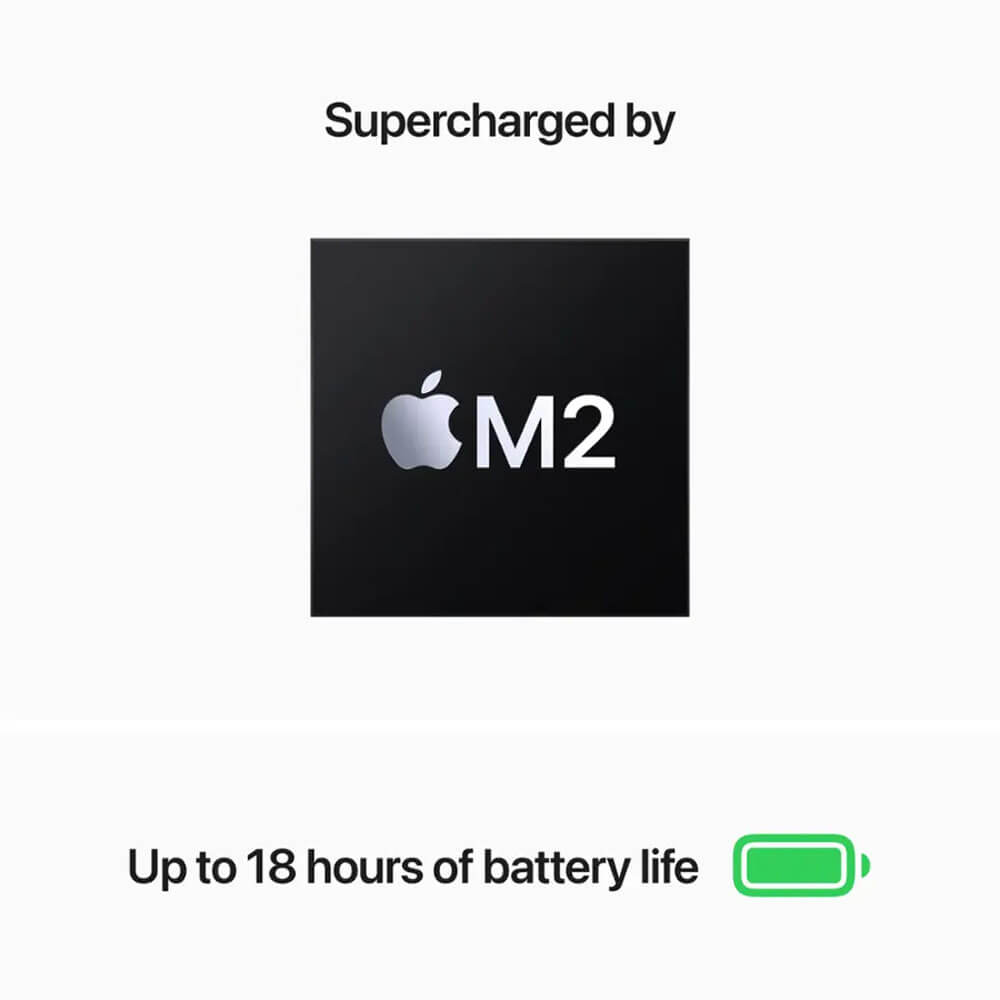 Supercharged by M2  
Up to 18 hours of battery life