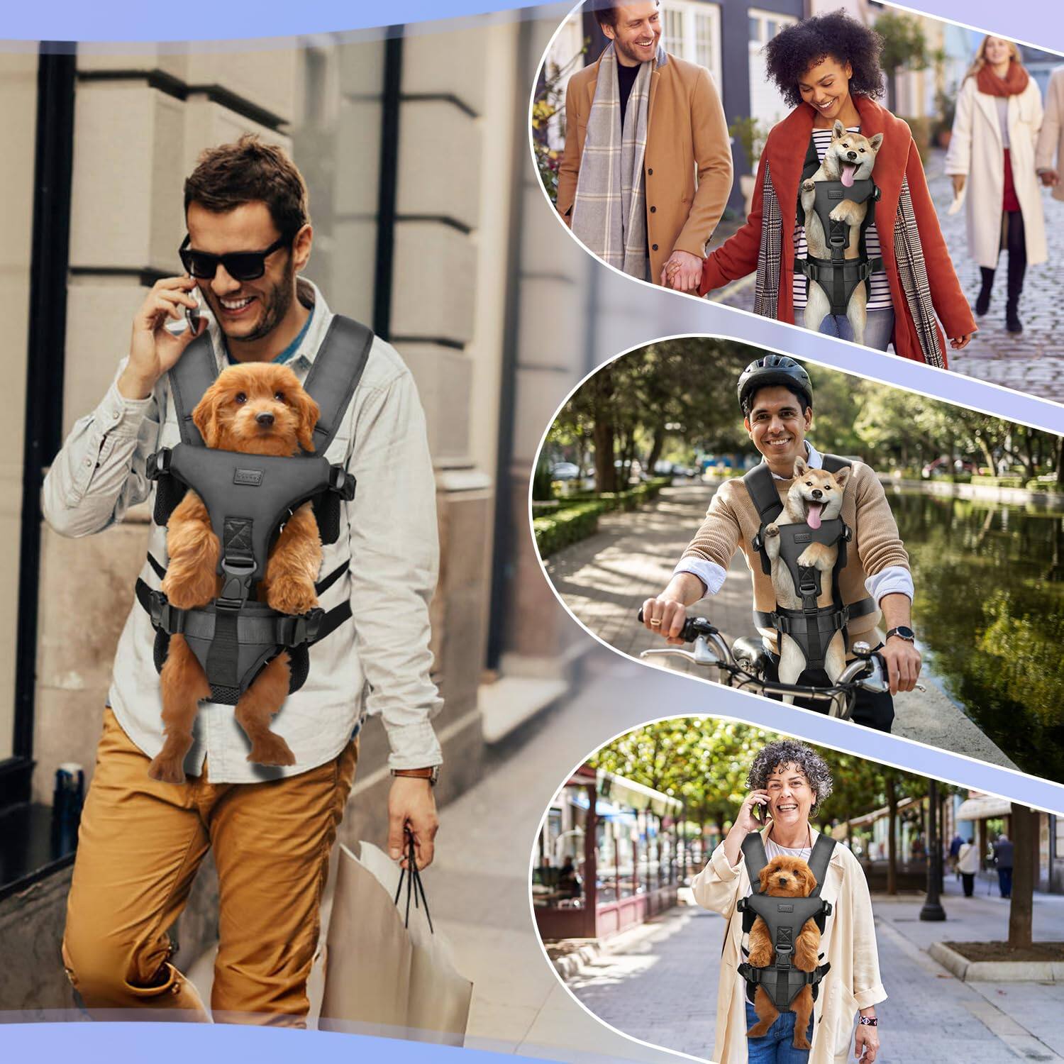 Alt View 3. Live At Space - Front Pet Carrier Backpack For Small Dogs And Cats Secure Breathable Mesh Support Adjustable Walking Hiking Or Travel bl.