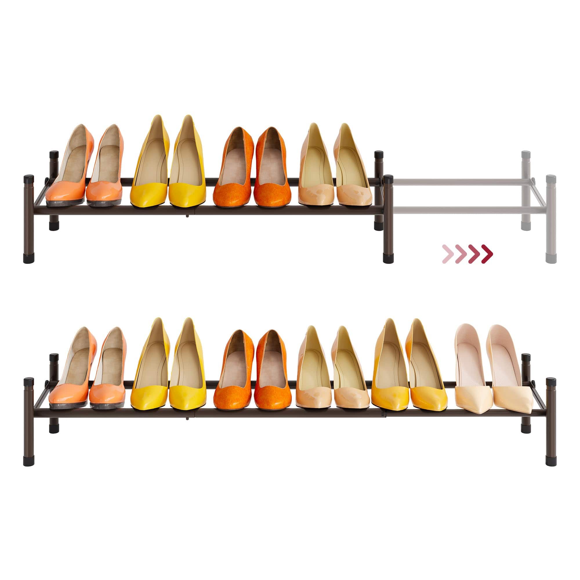 Reds Spade - Tajsoon Expandable Shoe Rack Closet 4 Tier 29 41 Adjustable Stackable Shoe Shelf Storage Shoe - Bronze 1 Tier