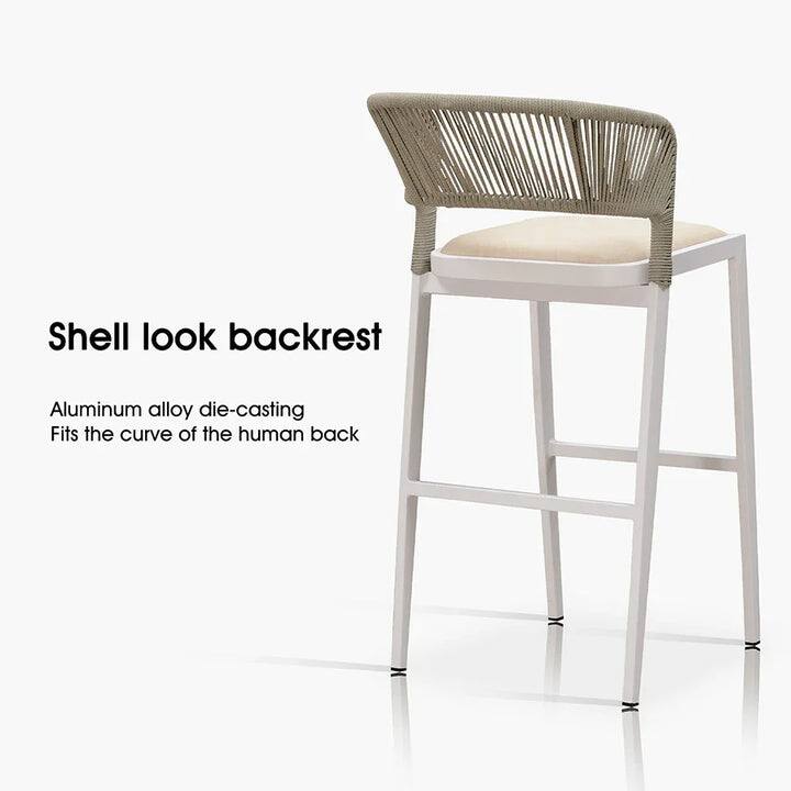 PURPLE LEAF Outdoor Bar Stool Set of 2 Rattan Bar Stools with Back ...