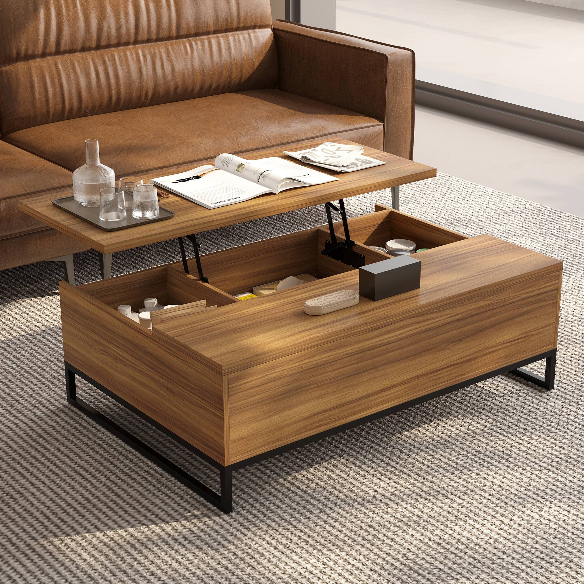 Dark Brown Coffee Table With Storage