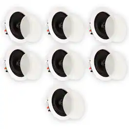 Theater Solutions by Goldwood - TS50C in Ceiling Speakers Surround Sound Home Theater 7 Piece Speaker Set - Paintable White