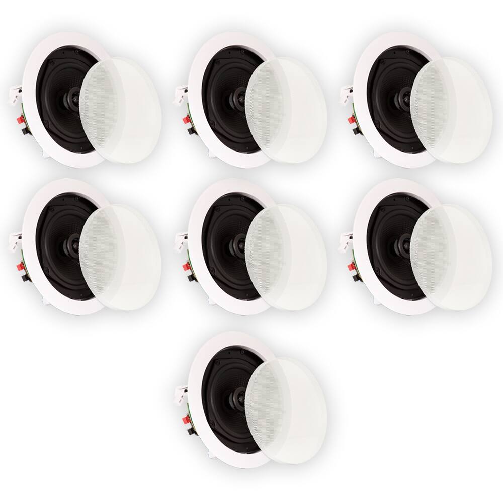 Front. Theater Solutions by Goldwood - TS50C in Ceiling Speakers Surround Sound Home Theater 7 Piece Speaker Set - Paintable White.