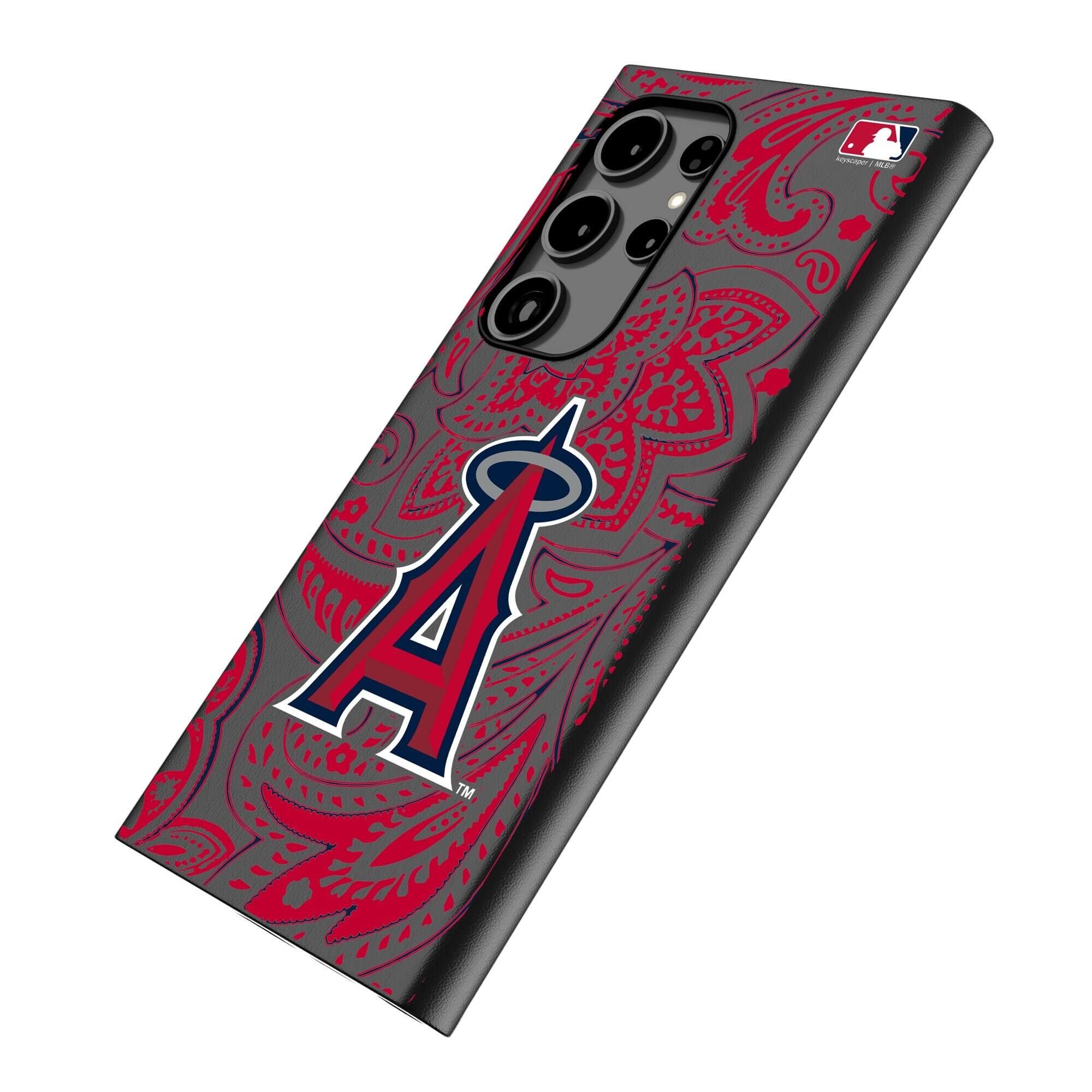 Alt View 1. Keyscaper - Los Angeles Angels Paisley Galaxy Magnetic Bump Case - S25 Ultra - Black.