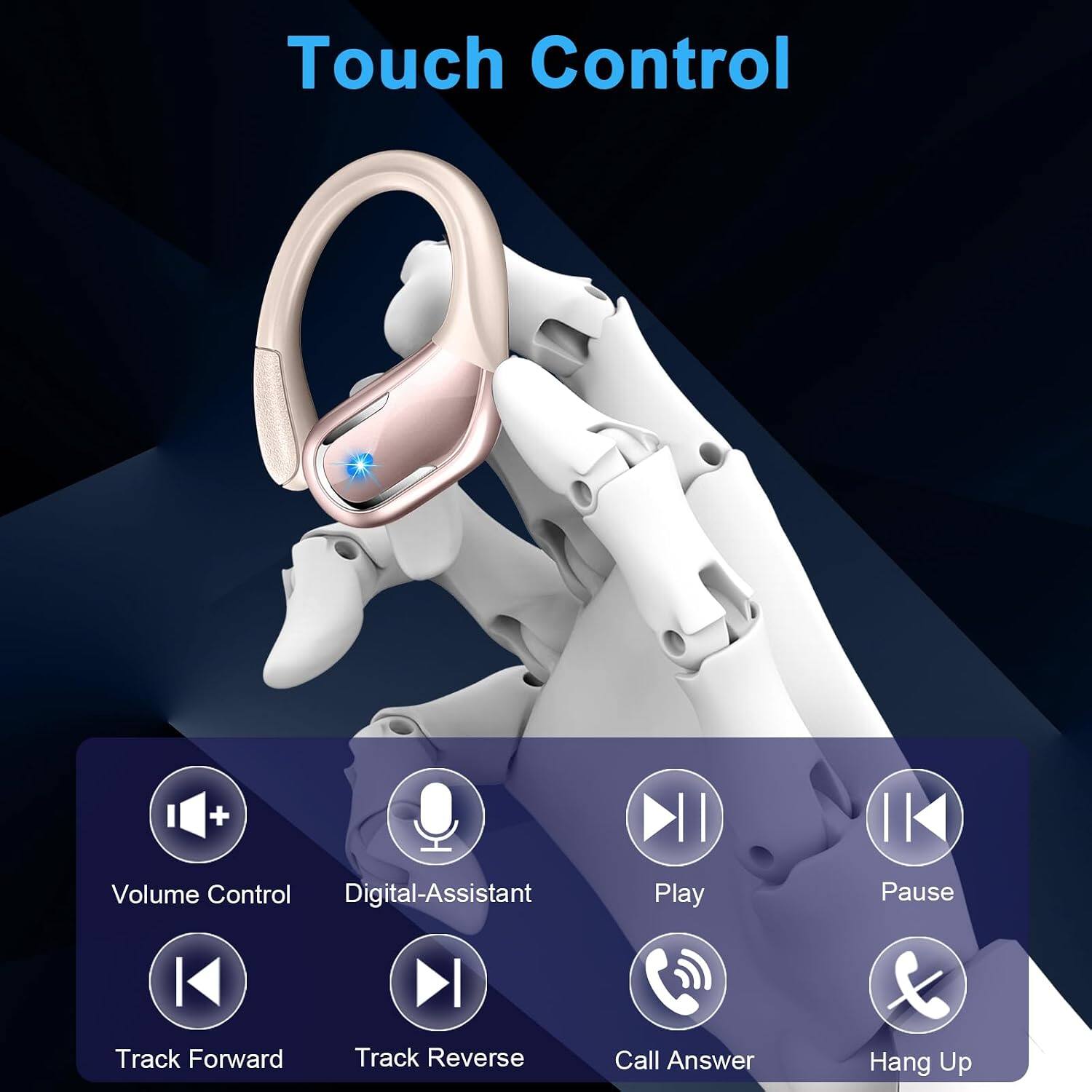 Touch Control

- Volume Control
- Digital-Assistant
- Play
- Pause
- Track Forward
- Track Reverse
- Call Answer
- Hang Up