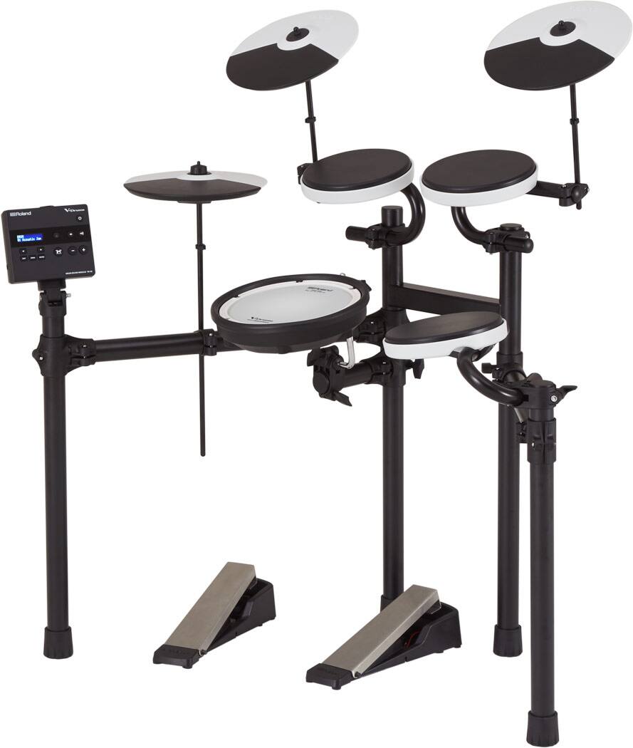 Angle. Roland - V-Drums Electronic Drum Kit w/ TD-02 Module, Mesh-Feel Pads, Quiet Beaterless Kick Pedal, 3 Cymbal Pads & USB Audio/MIDI.