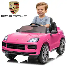 Winado - 12V Kids Ride on Car Toys, Licensed Porsche Cayenne Powered Electric Car for Kids, with Parent Remote Control, LED Light - Pink