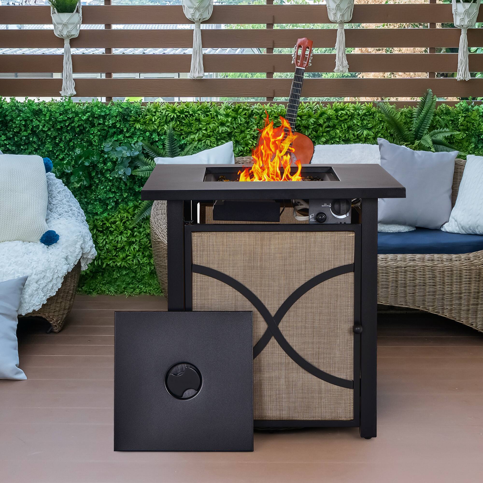 Alt View 2. Gymax - Gymax 25'' Gas Fire Pit Table 40,000 BTU Propane Fire Pit Table w/ CSA Certification - Black, Coffee.