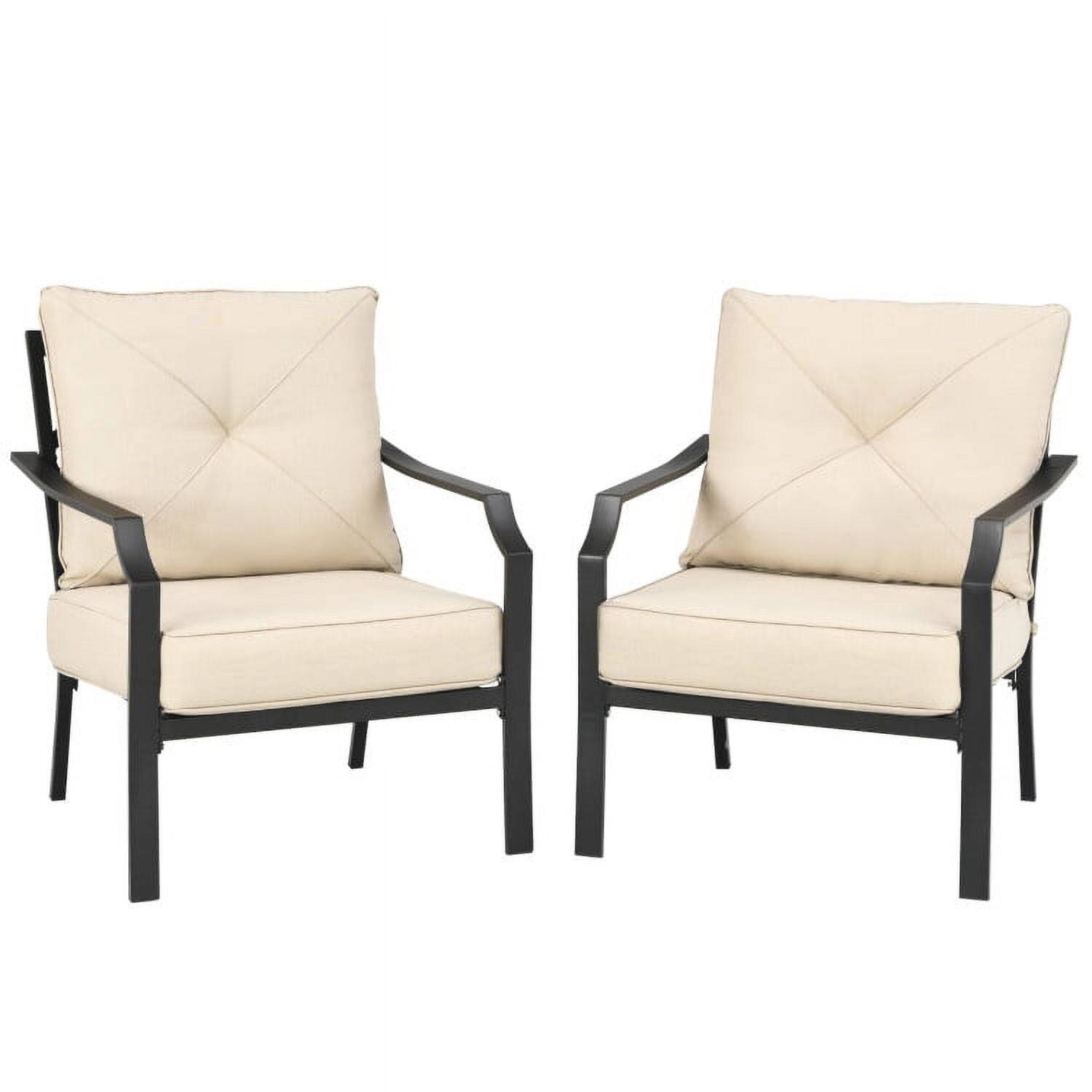 Alt View 2. Kadyn - 2 Patio Dining Set with Padded Cushions Armrest Steel Frame, Patio Bistro Armchair Set, Outdoor Conversation Furniture - Beige.
