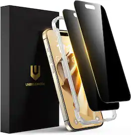 UNBREAKcable - 2-Pack Full Coverage Screen Protector Tempered Glass for iPhone 15 Pro Max - Privacy