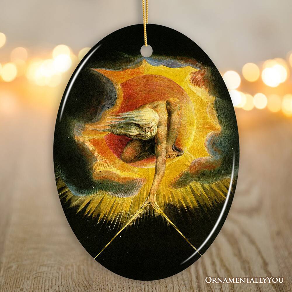 Back. OrnamentallyYou - William Blake The Ancient of Days Ornament, Visionary Art Christmas Gift for Philosophers and Artist - Multi-colored.