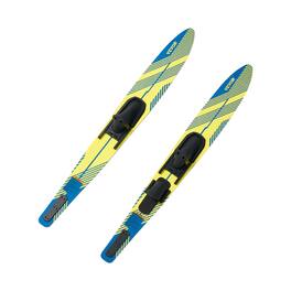 VEVOR - 67" Water Skis, Adult Water Ski with X-9 Adjustable Horseshoe Bindings & Padded Rear Toe Plate - Upper surface: yellow + blue;bottom surface: black