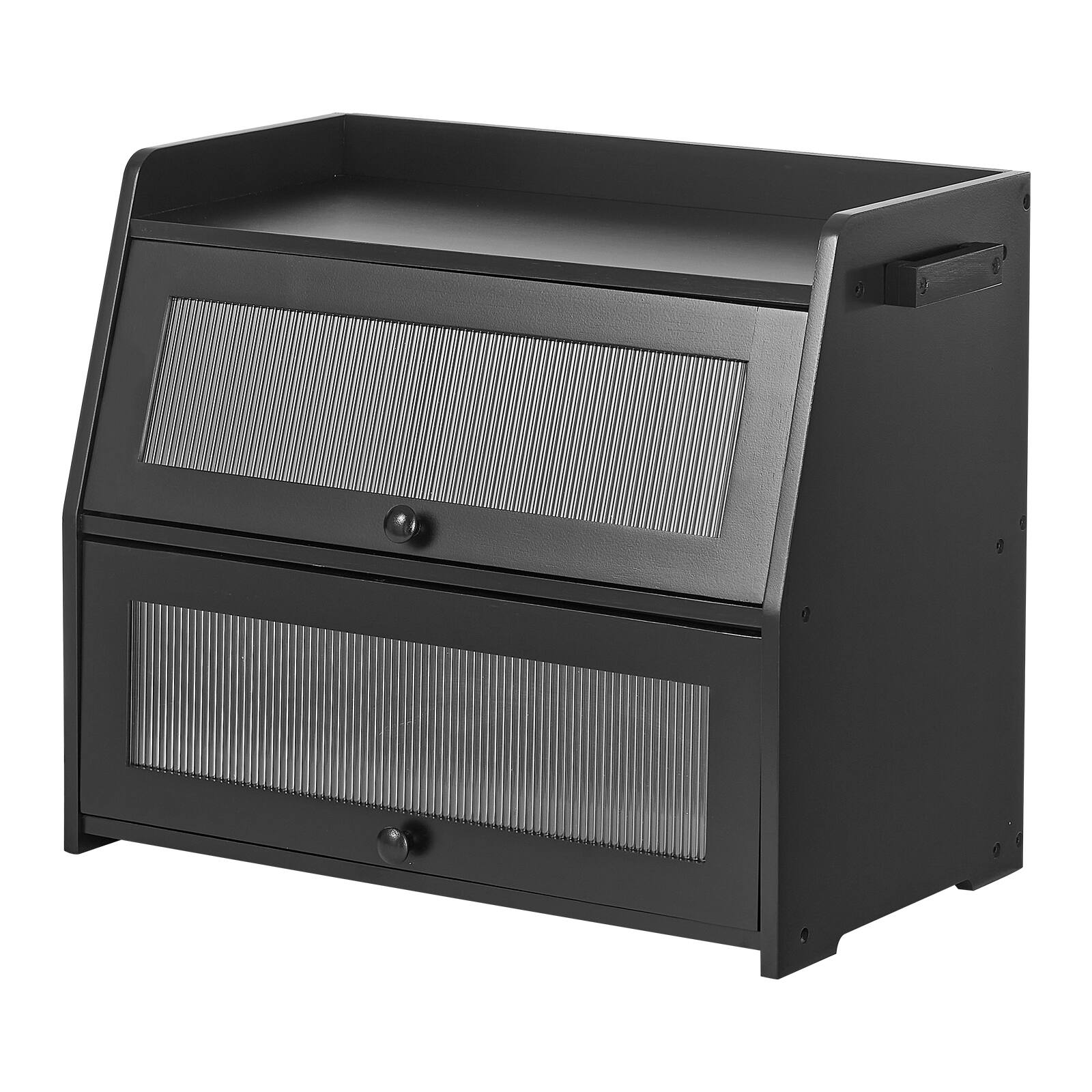 Alt View 5. VEVOR - Bread Box for Kitchen Counter Bamboo Wood Storage Container Black, for Homemade Bread, Under Cabinet, and Pantry - Black.