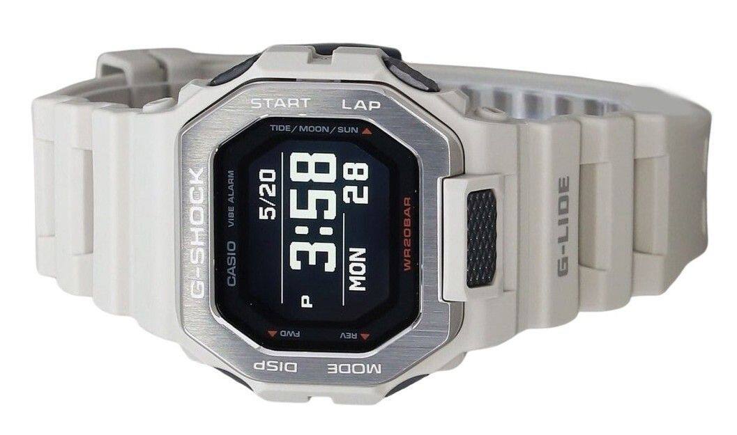 G-SHOCK  
CASIO  
WR20BAR  
G-LIDE  

START LAP  
TIDE/MOON/SUN  

3:58  
5/20  
MON  

P  
FWD REV  
DISP MODE  

MOOE  
DIO