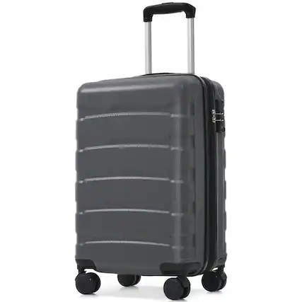 Front. YONWAY - 20" Hardshell Luggage, Durable Expandable Carry on Luggage, with Spinner Wheels, TSA Lock, for Men Women Business Trip - Gray.