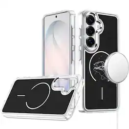 Kitcheniva - Premium Metallic Magnetic Circle Hybrid Case With Tempered Glass For Samsung S26 FE - Black