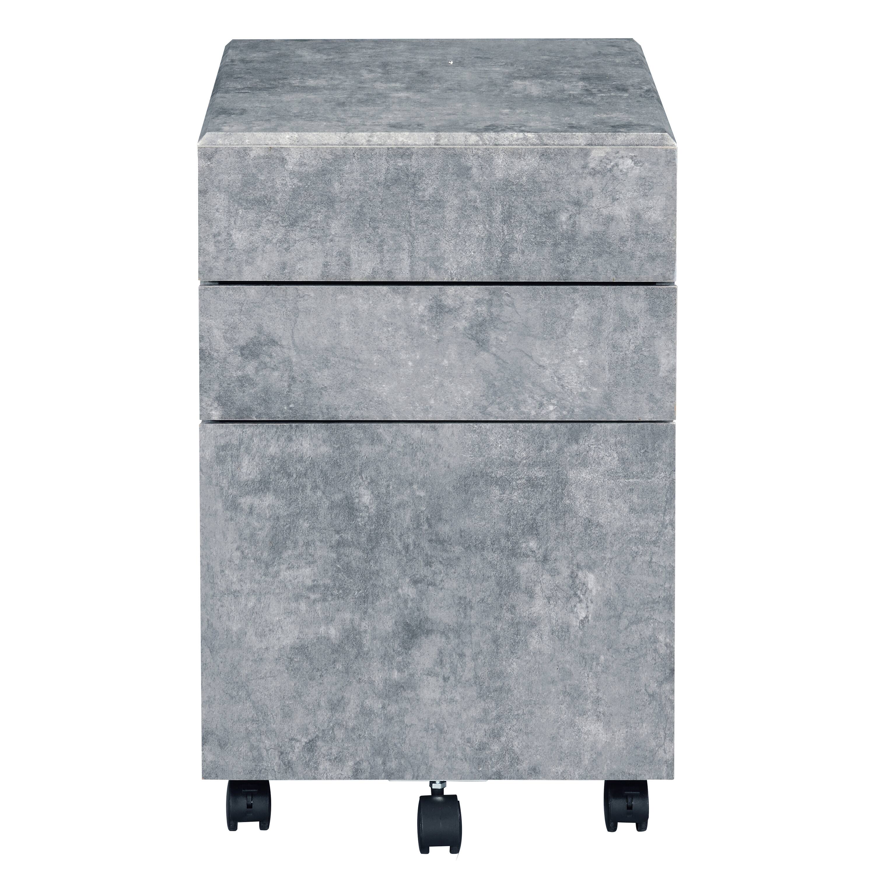Angle. APRILSOUL - Silver 3 drawer File Cabinet.