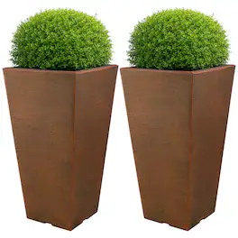 Pure Garden - 2-Pack Large Outdoor Planters 22.4-Inch Tall Planters Plastic Flower Pots for Patio, Entryway, or Front Porch Decor