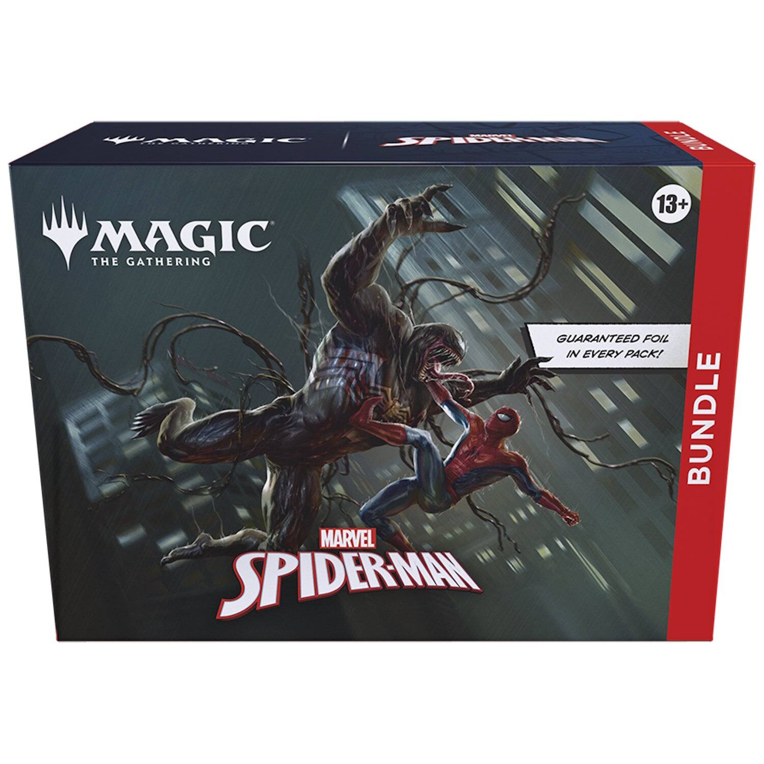 MARVEL #MAGIC SPIDER-MAN  
13+ MAGIC THE GATHERING GUARANTEED FOIL IN EVERY PACK!  
BUNDLE MARVEL SPIDER-MAN