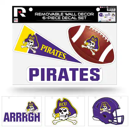 R
REMOVABLE WALL DECOR
6-PIECE DECAL SET
PIRATES
ARRRGH
ECU PIRATES
ECU PIRATES
ARRRGH
ECU PIRATES