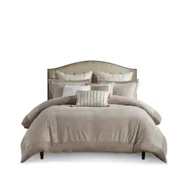 Gracie Mills - Harper Oversized Velvet Comforter Set - Beige
