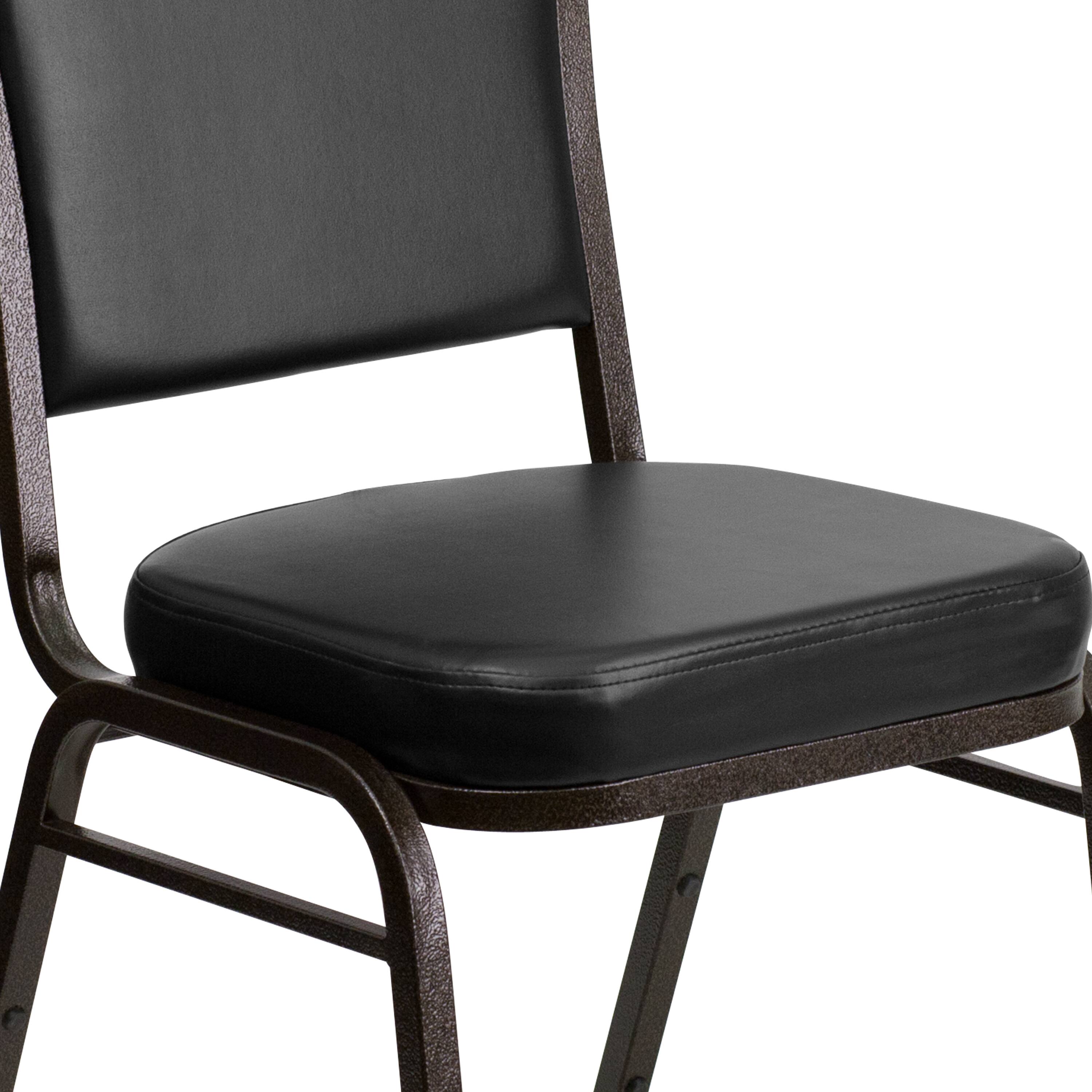 Alt View 10. Emma + Oliver - 4 Pack Crown Back Stacking Banquet Chair - Black Vinyl/Gold Vein Frame.