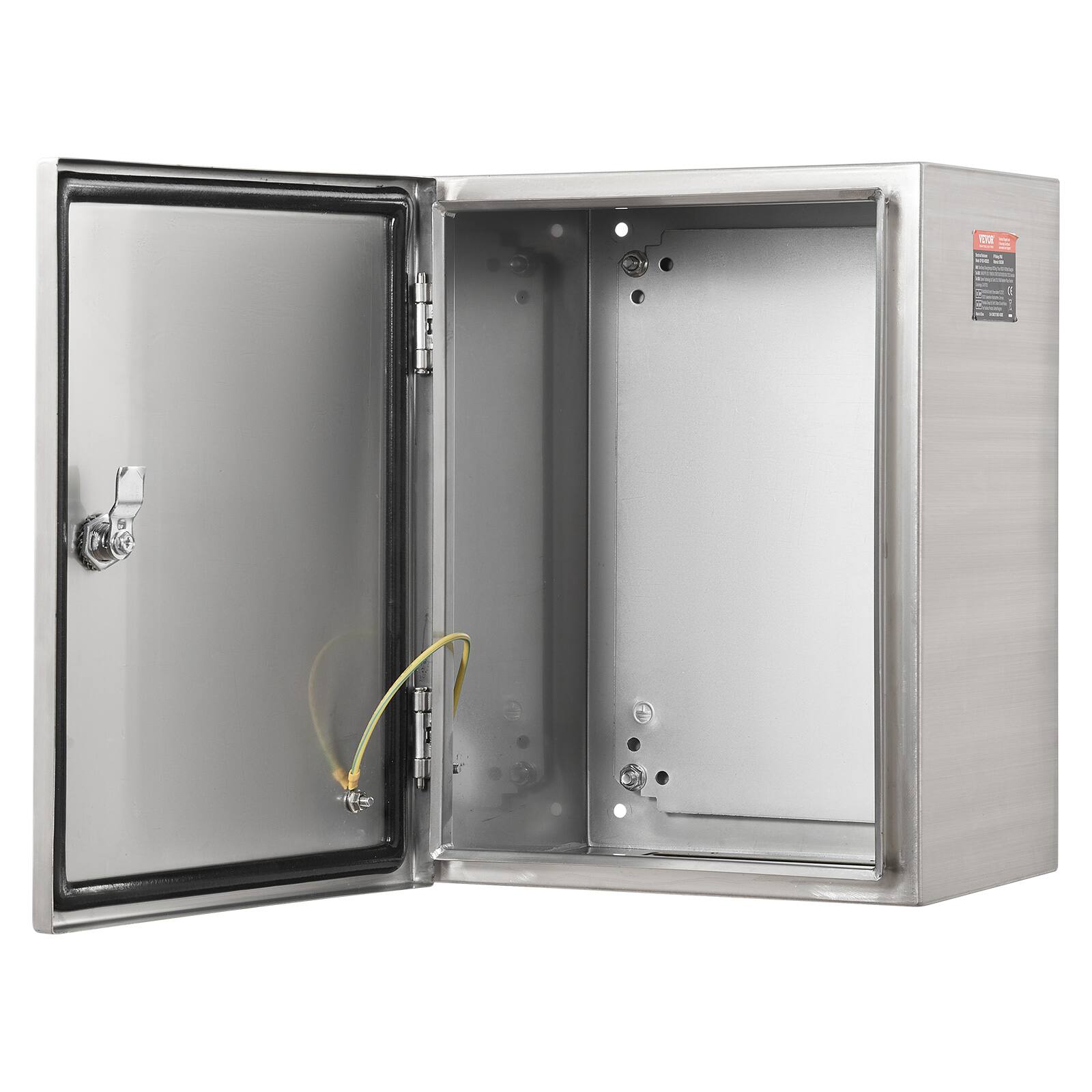 Alt View 4. VEVOR - Steel Electrical Box, 16 x 12 x 10 in, 304 Stainless Steel Electrical Enclosure Box, Wall-Mounted Outdoor Electrical - Silver.