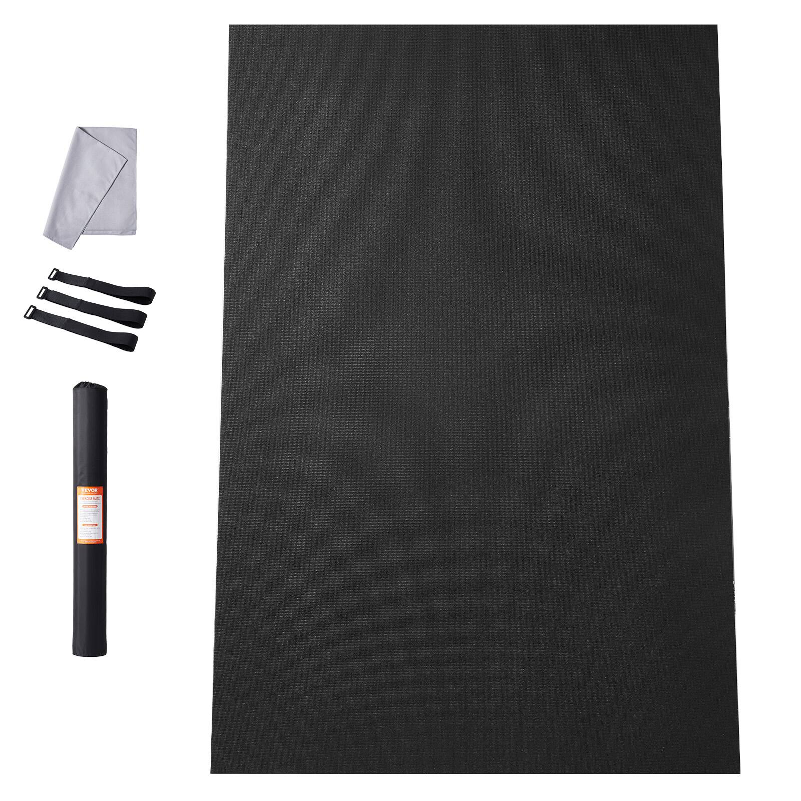 Alt View 5. VEVOR - Exercise Mat, Non Slip High Density Premium Yoga Mat, Fitness & Exercise Mat with Bag & Carry Strap (6x4ft) - Black.