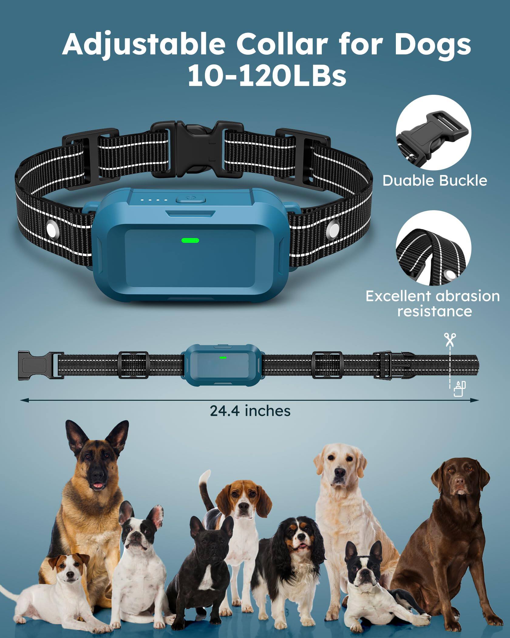 Adjustable Collar for Dogs  
10-120LBs  

Durable Buckle  
Excellent abrasion resistance  

24.4 inches