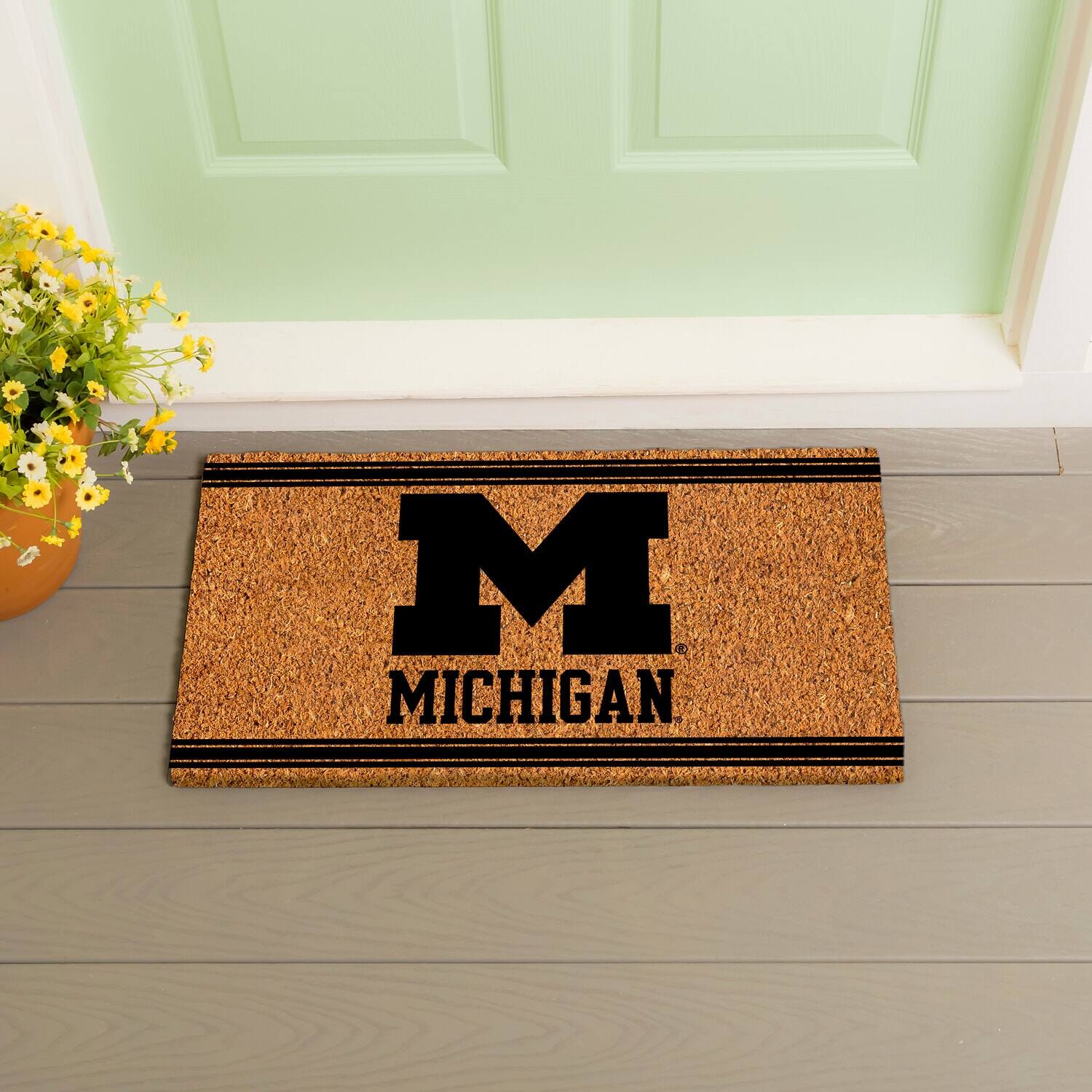 Alt View 2. Evergreen Enterprises - Michigan Wolverines 16" x 28" Logo Turf Mat - Multicolor.