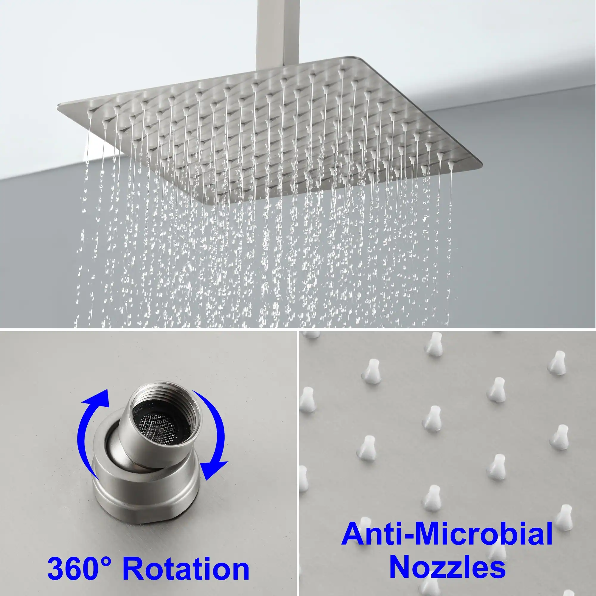 Anti-Microbial Nozzles  
360° Rotation
