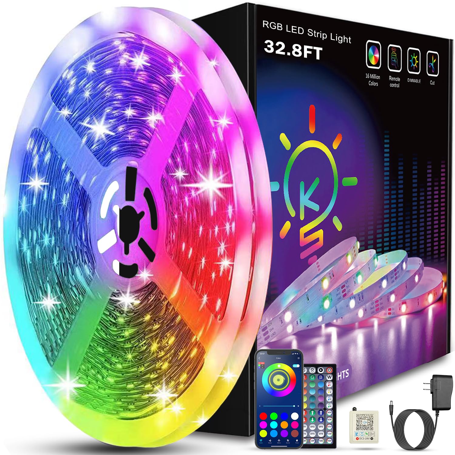 Stylel Star - LED Lights Music Sync Smart RGB Strip for Bedroom - Smart RGB LED Strip Lights with App Control & Music Sync
