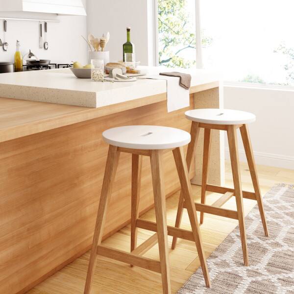 Angle. Universal Expert - Universal Expert Abacus Counter Stool, Oak and White - Oak and White.