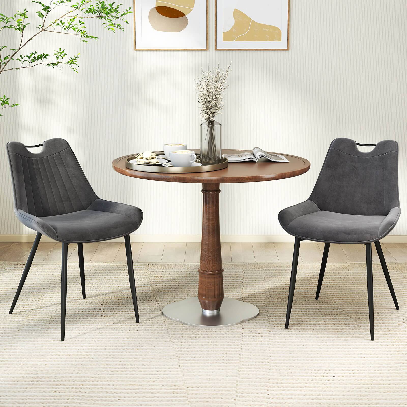 Alt View 1. Costway - Costway Dining Chair Set of 4 Soft Velvet Upholstered Kitchen Chairs with Metal Legs - Gray.