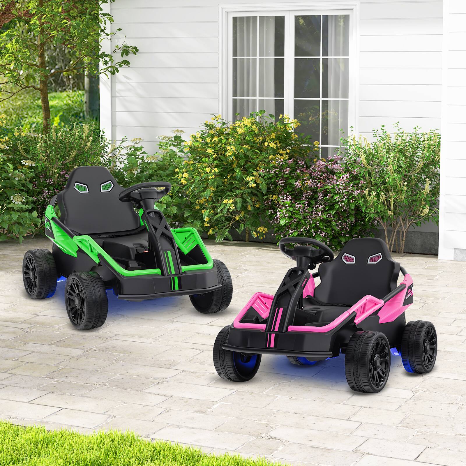 Angle. SlickBlue - Big Kids 12V Ride-On UTV with Music and Parental Remote - Green.