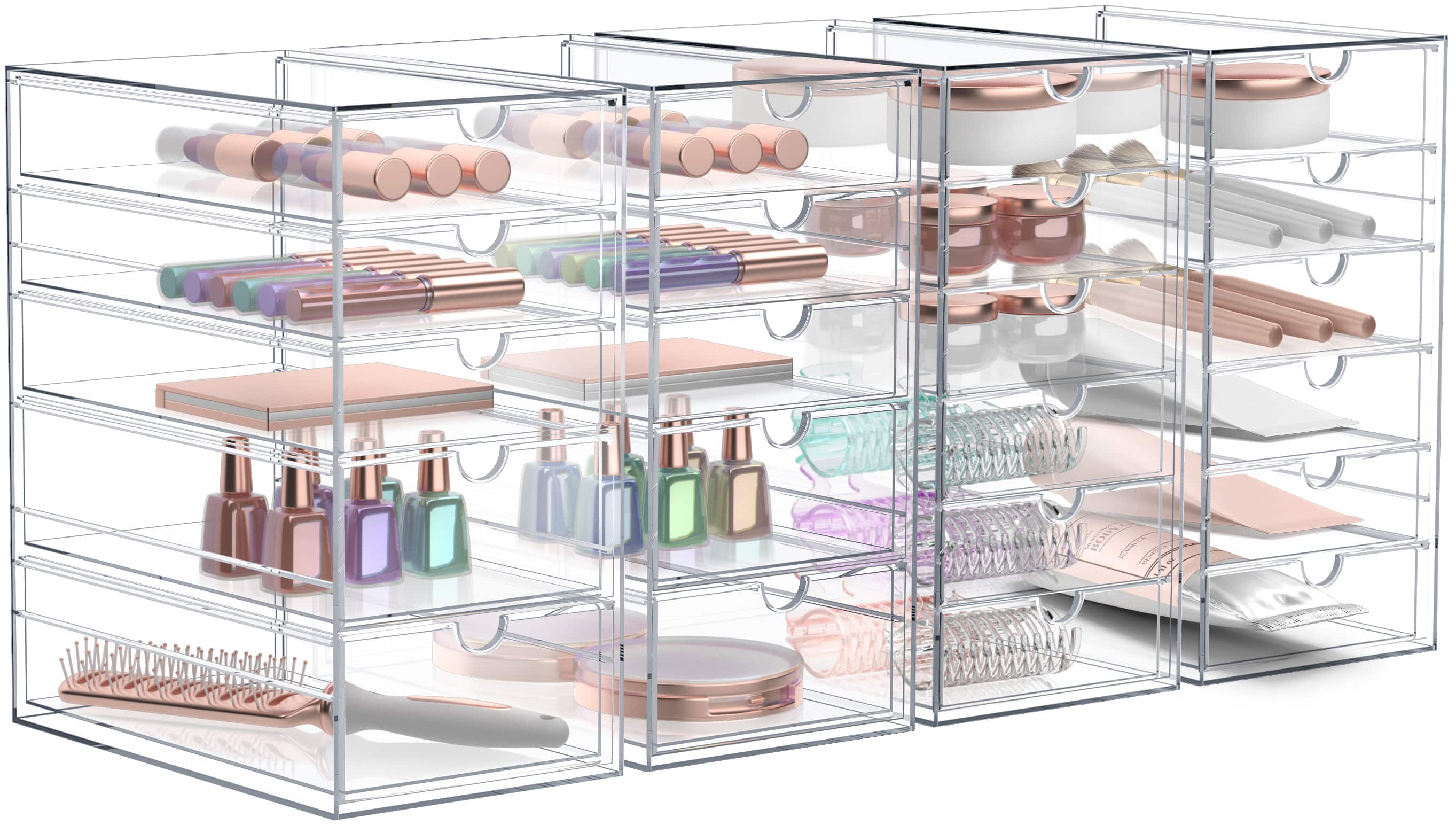 Sorbus - 22 Drawers Acrylic Organizer for Makeup, Organization and Storage, Art Supplies, Jewelry,- 4 Pcs - Clear