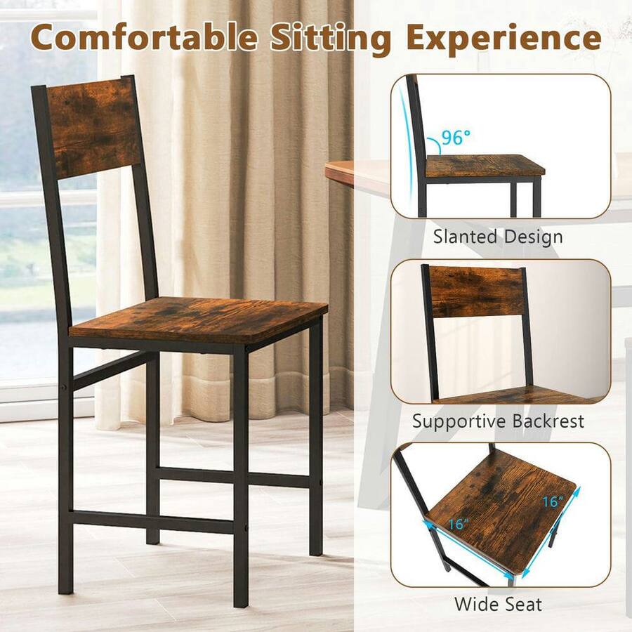 Slanted Backrest Kadyn Set of 4 Dining Chairs with Metal Legs and Slanted Back Design ...