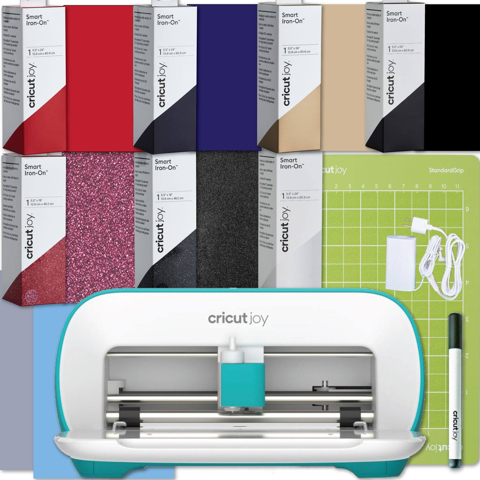 Cricut - Joy Cutting Machine Bundle with 7 Smart Iron-On Rolls - Compact Vinyl Cutter for Custom Apparel & DIY Crafts