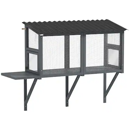 Front. Pawhut - Cat Catio, Outdoor Window Perch, Multiple Kittens, Jumping Platform, Outdoor Sights, Sunbathing, Napping.