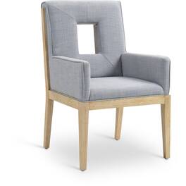 Meridian Furniture - Gwendolyn Light Linen Textured Fabric Dining Arm Chair - Blue