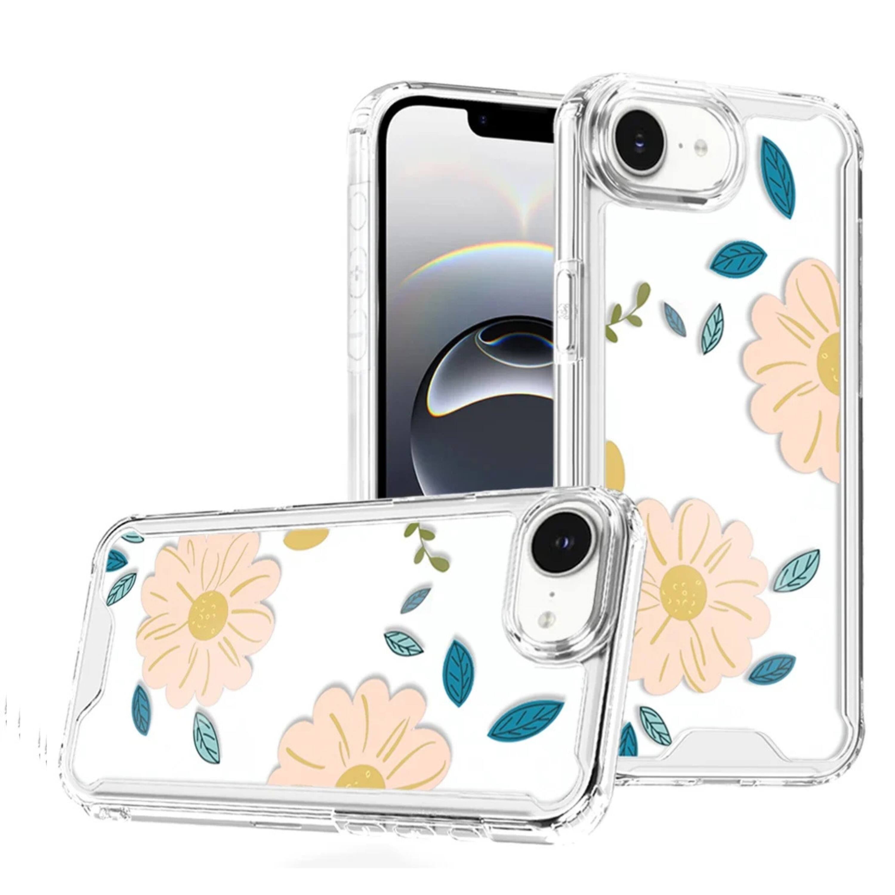 Front. Kitcheniva - Cute Print Design Clear TPU Phone Case With Tempered Glass For iPhone 16e 17e Minimalist - White.